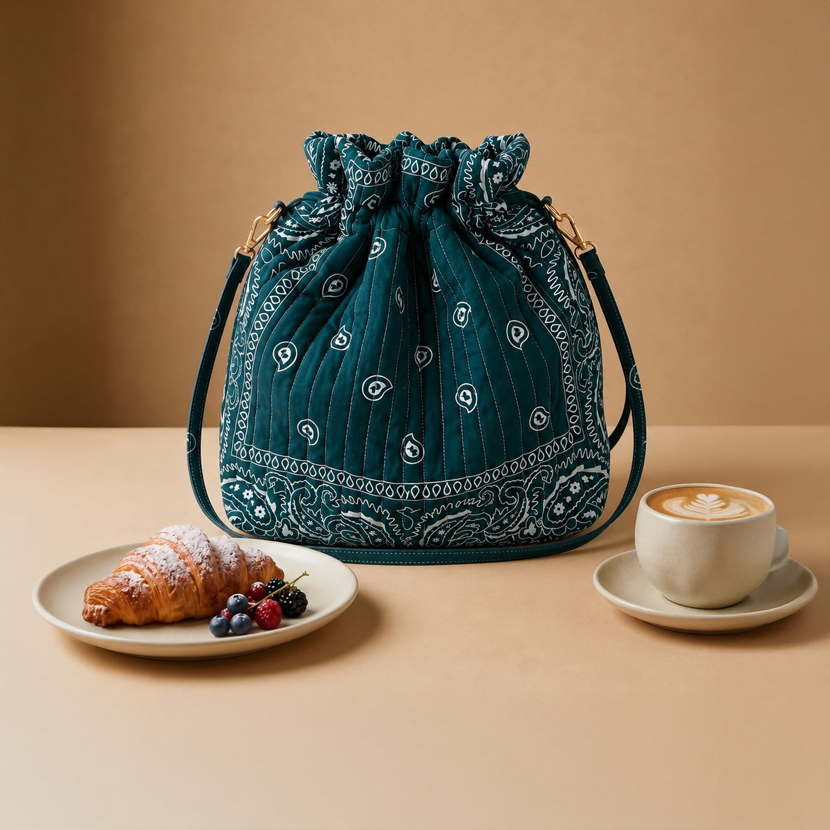 ELA Petrol Green Midi Bucket Bag